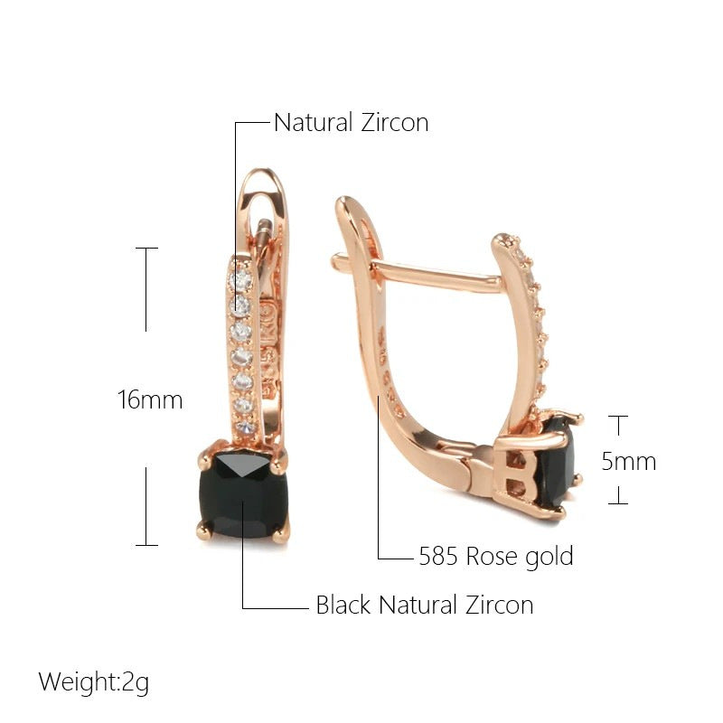 Black Square Zircon Women's Fashion All-match Square Pendant Earrings
