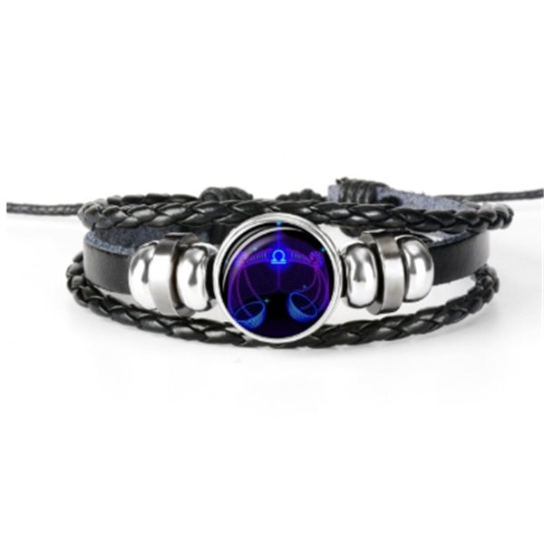 12 Zodiac Constellation Bracelet Luminous Braided Design Bracelet For Men Women Kids