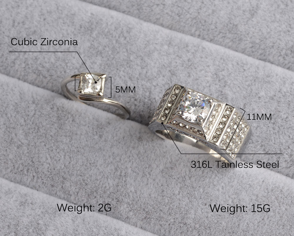 316Steel Standard 5A Zircon Women's Ring Engagement