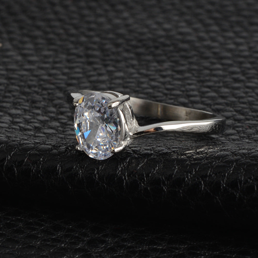 316Steel Standard 5A Zircon Women's Ring Engagement