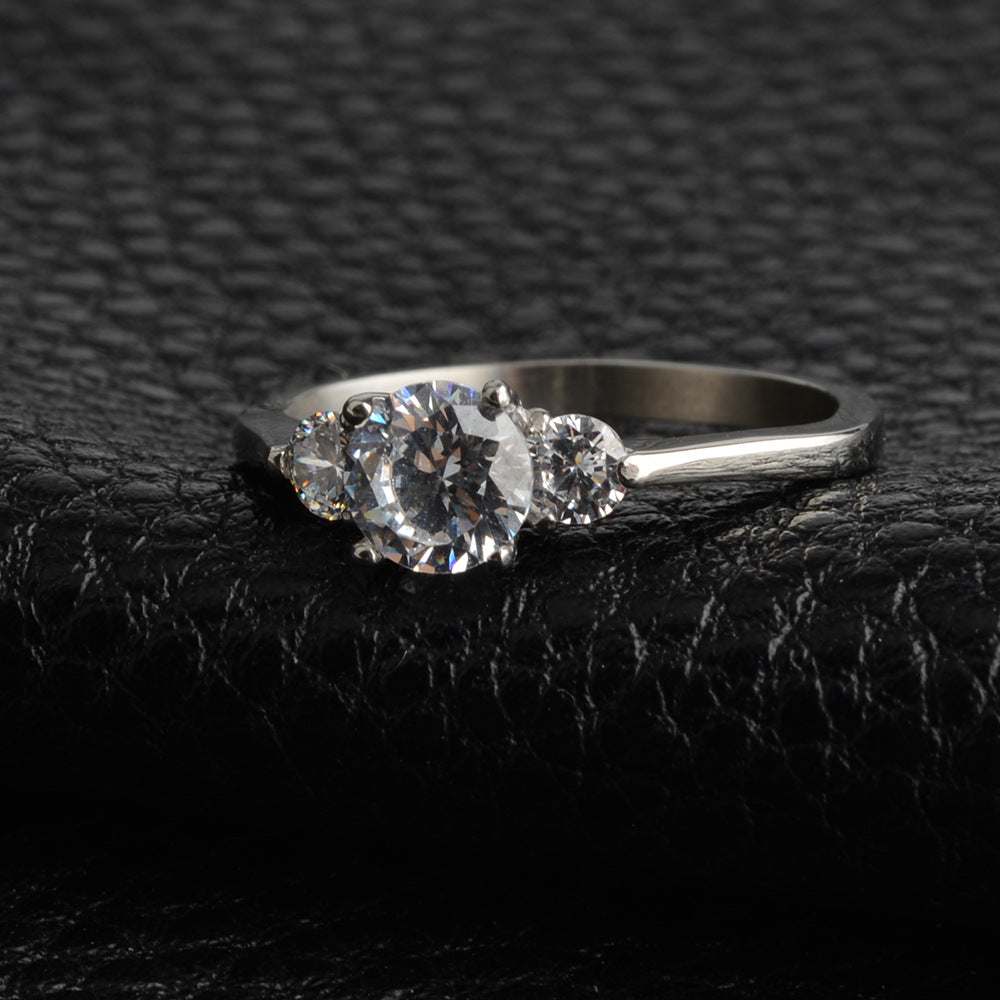 316Steel Standard 5A Zircon Women's Ring Engagement