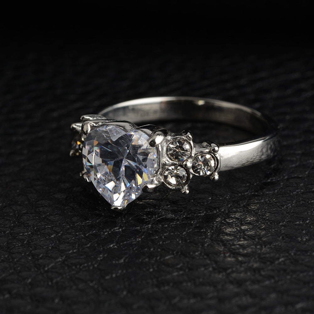 316Steel Standard 5A Zircon Women's Ring Engagement