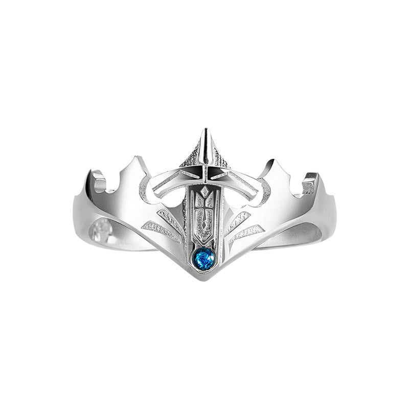 925 Silver Sword Crown Ring
