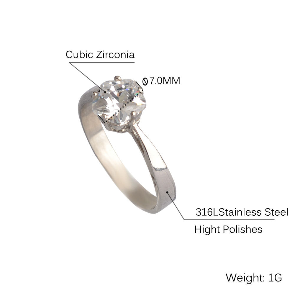 316Steel Standard 5A Zircon Women's Ring Engagement