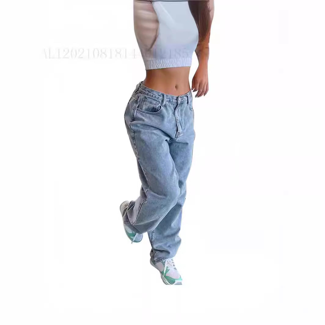 Casual Retro Loose Denim Trousers Women
