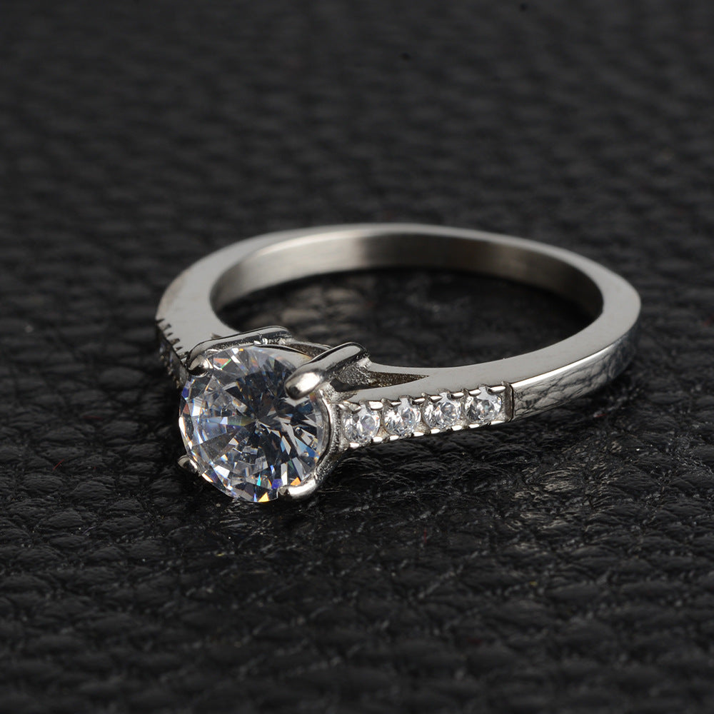 316Steel Standard 5A Zircon Women's Ring Engagement